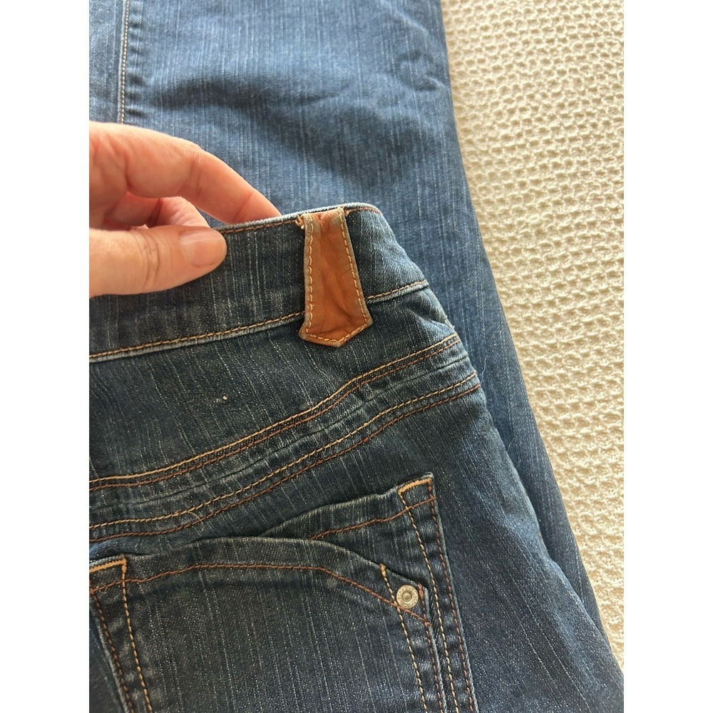 Cache Women's‎ Vintage 90s Jeans Size 12 Blue Denim Brown Leather Belt Loops - Picture 8 of 8